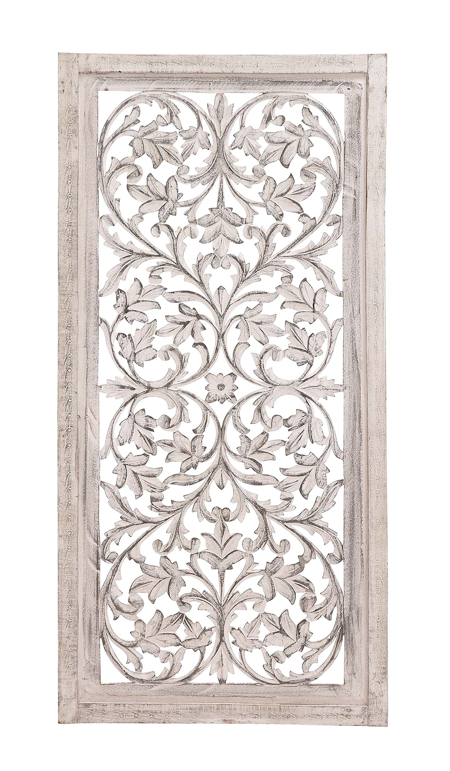 m❤︎  Deco 79 Mango Wood Floral Handmade Intricately Carved
